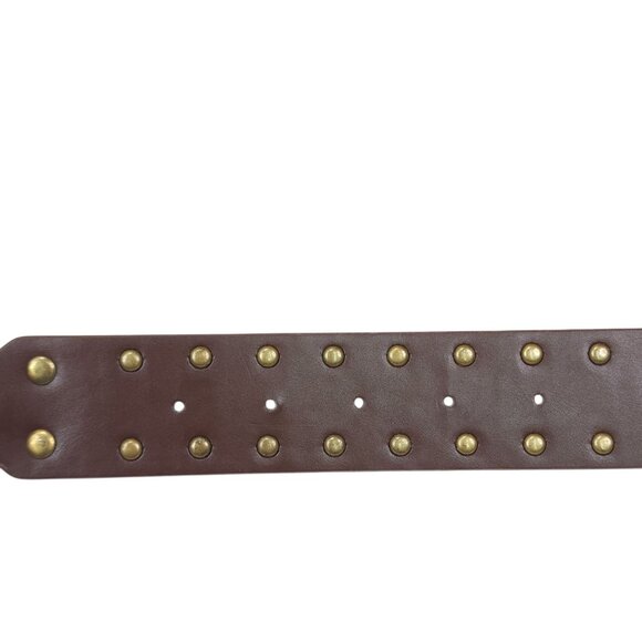Truelove Brown Brass & Leather Belt with Brass Studs & Buckle L 1 1/2" Wide - Picture 15 of 16